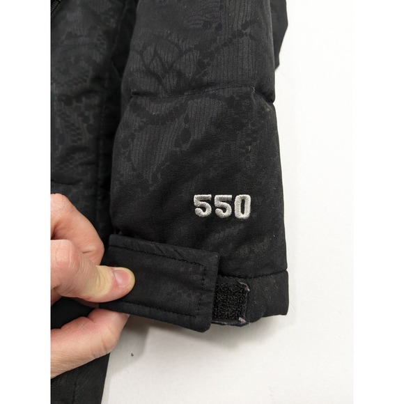 North Face 550 Black Patterned Puffer Coat - Picture 5 of 12